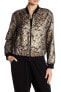 Фото #1 товара Vince Camuto 156896 Women's Metallic Zip Front Gold Foil Bomber Jacket Sz. Large