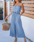 Women's Denim Tube Top Straight Leg Jumpsuit Синий, Средний - фото #4