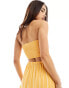 Wednesday's Girl ruched stripe bandeau co-ord in marigold yellow