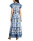 Фото #2 товара Petite Mixed-Print Flutter-Sleeve Tiered Maxi Dress