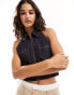 Cotton On zip front halter denim fitted vest top