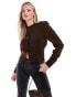 ASOS DESIGN knitted compact fitted cardigan in chocolate