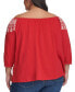 Фото #2 товара Plus Size Off-The-Shoulder Embroidered Top