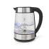 Электрический чайник Nedis KAWK320EGS - 1.7 л - 2200 Вт - Нержавеющая сталь - Прозрачный - Стекло - Металл - Регулируемый термостат - Индикатор уровня воды