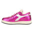 Diadora Mi Basket Row Cut Metallic Used Lace Up Womens Pink Sneakers Casual Sho 6.5 - фото #3