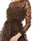 ფოტო #4 პროდუქტის Women's Embellished Illusion High Neck Long Sleeve Fit & Flare