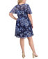 Plus Size Printed Flutter-Sleeve Chiffon Dress
