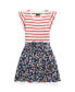 ფოტო #1 პროდუქტის Big Girls Striped Floral Cotton-Blend Dress