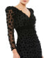 ფოტო #3 პროდუქტის Women's Embellished V Neck Illusion Long Sleeve Column Midi