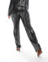 Фото #10 товара Pieces Curve sequin high waisted trousers co-ord in black