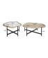 Cloud Shape Coffee Table Set with Crossed Legs and Natural Wood Veneer