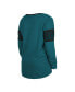 Фото #1 товара Women's Midnight Green Philadelphia Eagles Lace-Up Notch Neck Long Sleeve T-shirt