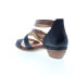 Miz Mooz Caine P63002 Womens Black Leather Hook & Loop Heeled Sandals Shoes