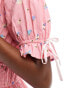 Фото #2 товара Daisy Street vintage style tie detail smock playsuit in pink ditsy