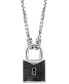 Фото #1 товара EFFY® Men's Black Spinel Padlock 22" Pendant Necklace (1-1/2 ct. t.w.) in Sterling Silver