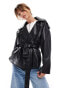 Фото #1 товара ASOS DESIGN leather look trench coat in black