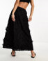 Фото #3 товара Miss Selfridge 3D floral maxi skirt in black