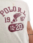 Polo Ralph Lauren retro collegiate logo print t-shirt classic oversized fit in grey marl/white