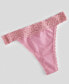 Фото #4 товара Women's Cotton Blend Lace-Trim Thong Underwear, Created for Macy's