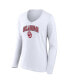 ფოტო #2 პროდუქტის Women's White Oklahoma Sooners Evergreen Campus Long Sleeve V-Neck T-shirt