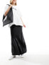 Фото #1 товара Miss Selfridge liquid satin bias maxi skirt in black