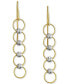 Circle & Bead Two-Tone Linear Drop Earrings in 10k Gold