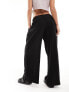 Фото #9 товара ASOS DESIGN Petite Wide leg dad trouser with linen in black