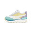 Фото #3 товара Puma Cruise Rider Peony Lace Up Toddler Girls Green, White, Yellow Sneakers Cas