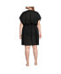 Фото #2 товара Plus Size Sheer Over d Short Sleeve Gathered Waist Swim Cover-up Dress
