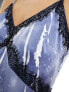 Фото #7 товара Vero Moda satin maxi slip dress with lace trim in blue crinkle print