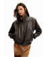 ფოტო #1 პროდუქტის Women's Leather-effect detachable sleeve jacket