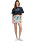 Women's Cotton Oversized Cropped Tartan Graphic T-Shirt Dark Night Navy, XS - фото #4