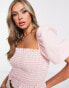 Фото #1 товара Missguided milkmaid top in pink gingham