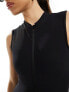 Фото #3 товара In The Style zip through sleevless unitard jumpsuit in black