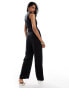 Фото #4 товара & Other Stories tailored wide leg jumpsuit with belt in black