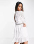 Фото #4 товара Reclaimed Vintage high neck lace mini tea dress in white