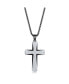 ფოტო #1 პროდუქტის Men's Stainless Steel Black & Silver Single CZ Cross Necklace
