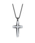 Men's Stainless Steel Black & Silver Single CZ Cross Necklace