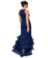 ფოტო #2 პროდუქტის Women's Sequined Lace Ruffle-Hem Gown