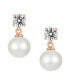 ფოტო #2 პროდუქტის Sterling Silver Cubic Zirconia Pearl Drop Earrings