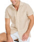 Фото #4 товара Men's Striped Short-Sleeve Button-Up Linen Shirt