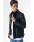 Men's Genuine Leather Snap Detail Jacket, Black