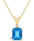 ფოტო #1 პროდუქტის Blue Topaz (3 ct. t.w.) and Diamond Accent Pendant Necklace in 14K Yellow Gold or 14K White Gold