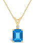 Фото #1 товара Macy's blue Topaz (3 ct. t.w.) and Diamond Accent Pendant Necklace in 14K Yellow Gold or 14K White Gold