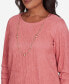 ფოტო #5 პროდუქტის Petite Wine Country Textured Novelty Sleeve Necklace Top