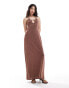 Фото #1 товара Pretty Lavish shimmer slip maxi dress in brown sparkle