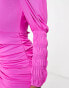 Фото #6 товара AX Paris square neck ruched mini dress in hot pink