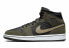 Кроссовки Nike Air Jordan 1 Mid Military Olive (W) (Хаки, Черный)