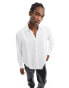 ASOS DESIGN relaxed shirt with pintuck and organza collar details in white grau, S - Chest 38 - фото #2