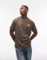 Фото #1 товара Topman oversized fit t-shirt with casa Italia front and back print in washed khaki